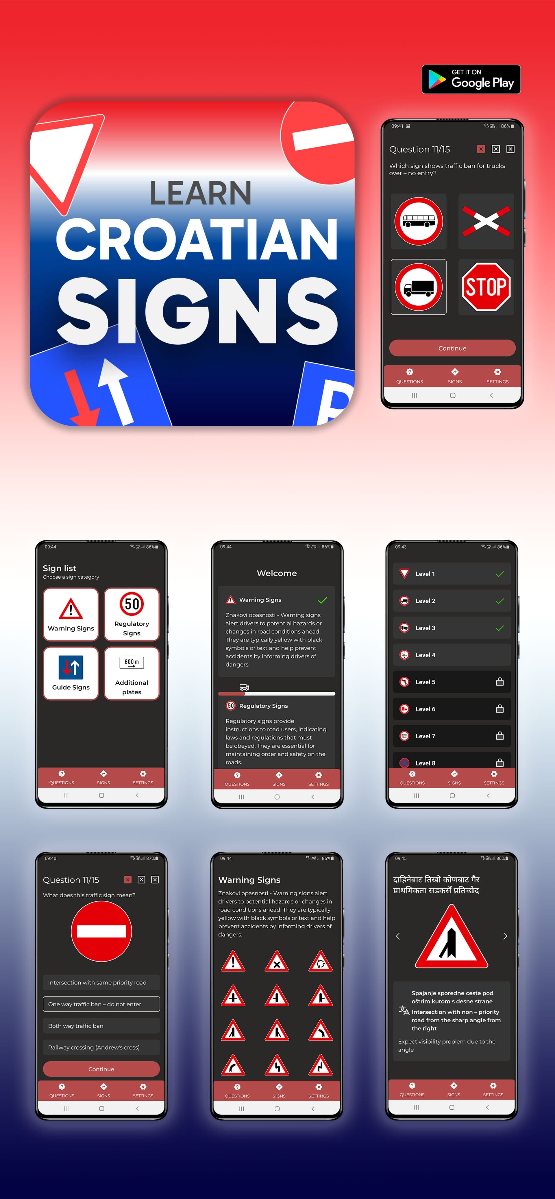 Learn Croatian traffic signs