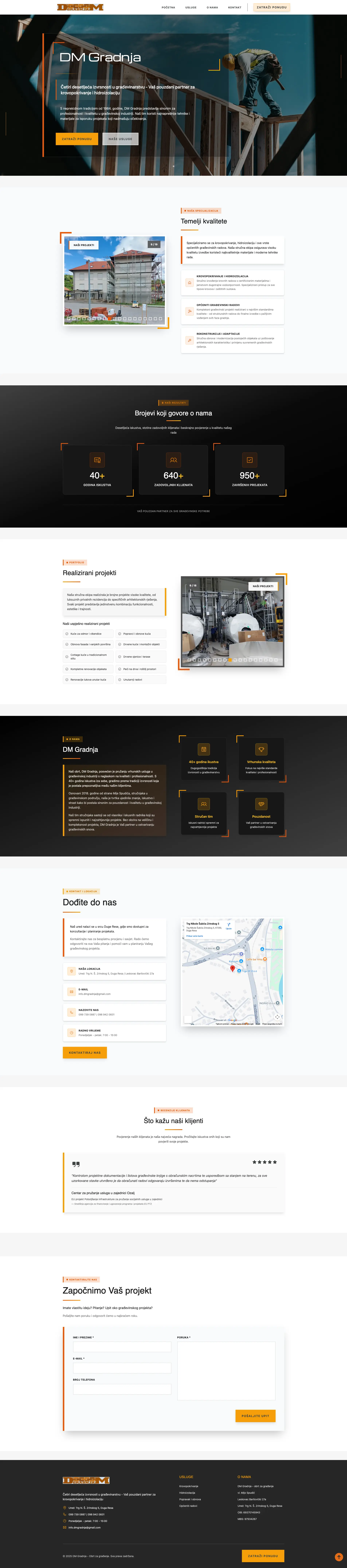 Web stranica za građevinsku tvrtku